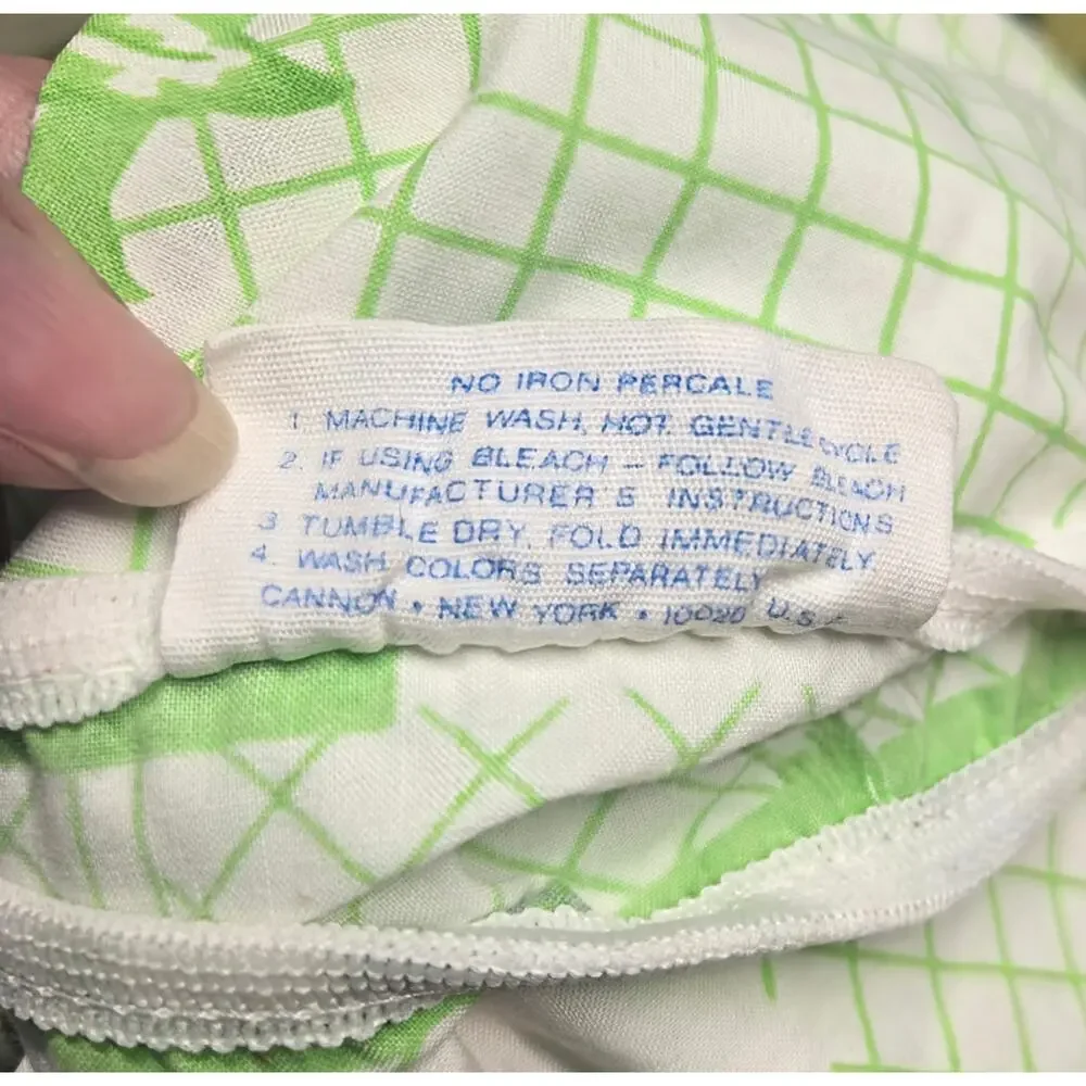 Vintage Cannon Monticello Twin Fitted Sheet Green Floral